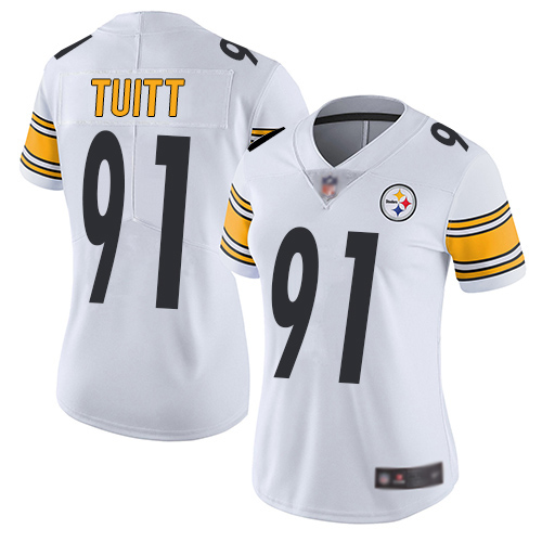 Women Pittsburgh Steelers Football #91 Limited White Stephon Tuitt Road Vapor Untouchable Nike NFL Jersey